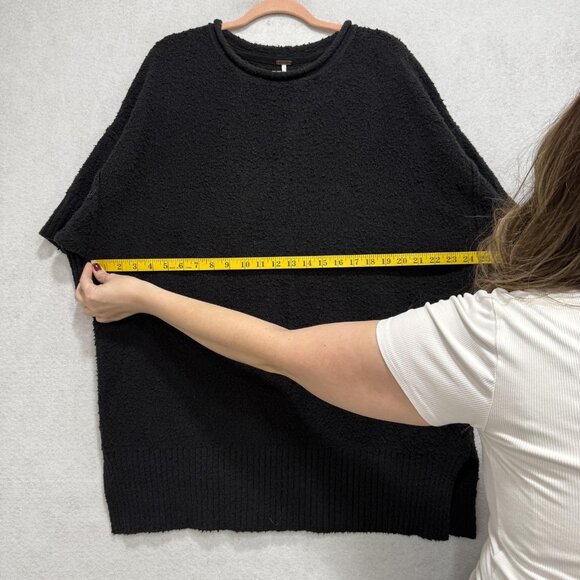 Free People Sweater Womens Small Black Short Sleeve Tunic Ribbed Hem OB1289057 - Picture 3 of 9